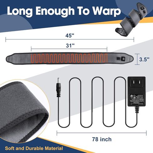 Heating Pad for Target Small Areas Versatile Heating Pad Wrap Heating Pad for Elbow, Wrist, Ankle, Leg, Body Strip Type Wrap Around Heating Pad with 78 Inches Long Charge Cord 45"x3.5" Grey in Kuwait