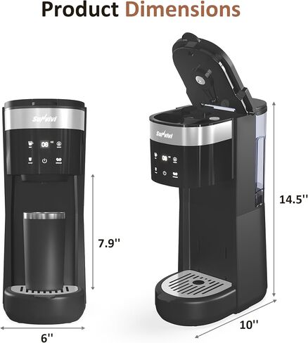 Sunvivi Single Serve Coffee Maker, Single Cup Coffee Brewer with 3 Brewing Options for K Cup Pod or Ground Coffee, 30oz Removable Water Reservoir & Reusable Filter, Ideal for Home & Office, Black in Saudi Arabia