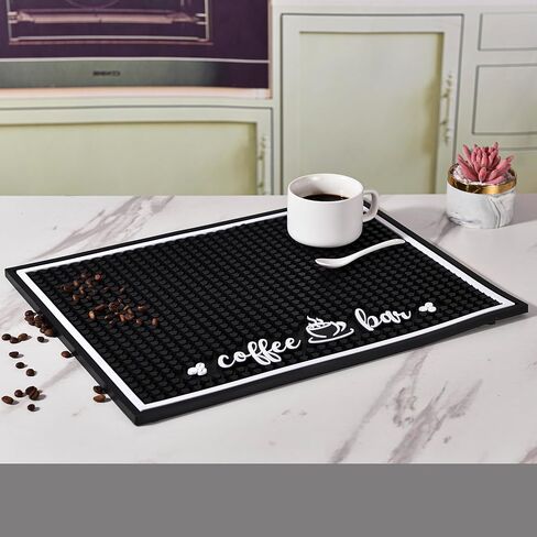 Premium Coffee and Espresso Machne Bar Rubber Mat, Non-Slip, Absorbent, and Multi-Purpose - Countertop Coffee Maker Mat Accessory Decor - Spill Mat and Placemat for Coffee Stations - 17.75"x14 in Saudi Arabia