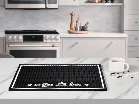 Premium Coffee and Espresso Machne Bar Rubber Mat, Non-Slip, Absorbent, and Multi-Purpose - Countertop Coffee Maker Mat Accessory Decor - Spill Mat and Placemat for Coffee Stations - 17.75"x14 in Saudi Arabia