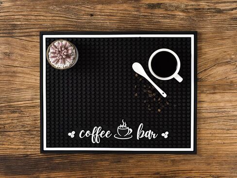 Premium Coffee and Espresso Machne Bar Rubber Mat, Non-Slip, Absorbent, and Multi-Purpose - Countertop Coffee Maker Mat Accessory Decor - Spill Mat and Placemat for Coffee Stations - 17.75"x14 in Saudi Arabia