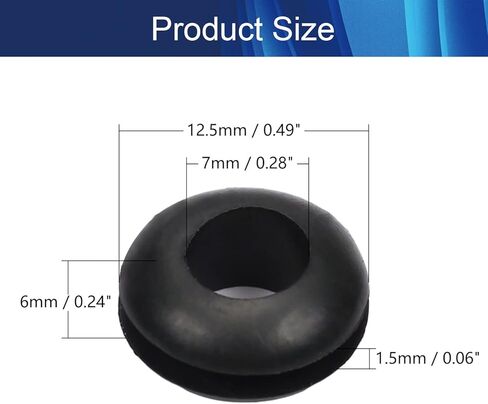 حلقة مطاطية 100 قطعة 7 مم حلقات مطاطية داخلية مقاومة للزيت لكابل الأسلاك باللون الأسود، Aicosineg in Kuwait