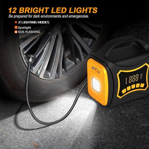 Tire Inflator Portable Air Compressor, 12V DC/110V AC Dual Power Tire Pump, Electric Air Pump with Digital Pressure Gauge, Auto Shut Off. 150PSI Air Compressor for Car Tires,Bike, Motorcycle,Ball in Saudi Arabia