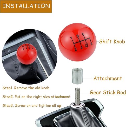 Ball Resin Car Gear Lever Shifter Knob 5 Speed Heavy Vehicle Shift Handle Stick Head for Most Manual Automotive Vehicles (Black) in Kuwait