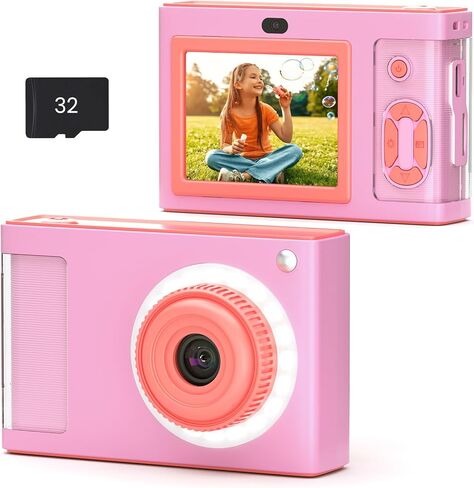 كاميرا رقمية، كاميرا FHD 1080P 48 ميجابكسل مع تكبير 8X وكاميرا مزدوجة، كاميرا أطفال مدمجة مع بطاقة TF سعة 32 جيجابايت، هدايا عيد الميلاد لألعاب عيد الميلاد للمبتدئين والطلاب والأطفال والمراهقين والأولاد والبنات in Saudi Arabia