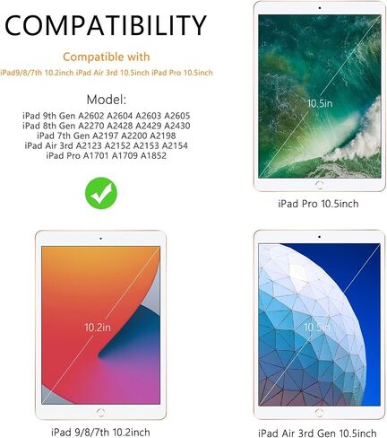 حافظة لوحة مفاتيح TopPerfekt لجهاز iPad الجيل التاسع 10.2 بوصة 2021، ماصة مغناطيسيًا، نوم/استيقاظ تلقائي، حامل أقلام مع 2 فيلم مقوى لجهاز iPad 8th/7th Gen 10.2 بوصة - أسود ليوبارد in Saudi Arabia