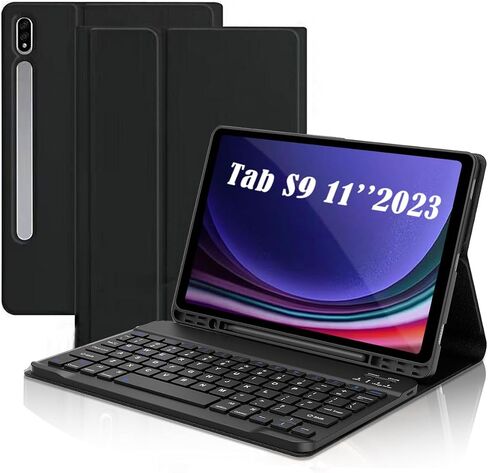Keyboard Case for Galaxy Tab S9/S8/S7 11 Inch 2023/2022, Bluetooth Wireless Keyboard Cover for Samsung Tablet S9 FE with Pencil Holder SM-X700/X706/T870/T875/T878 SM-X710/716B Black in Saudi Arabia