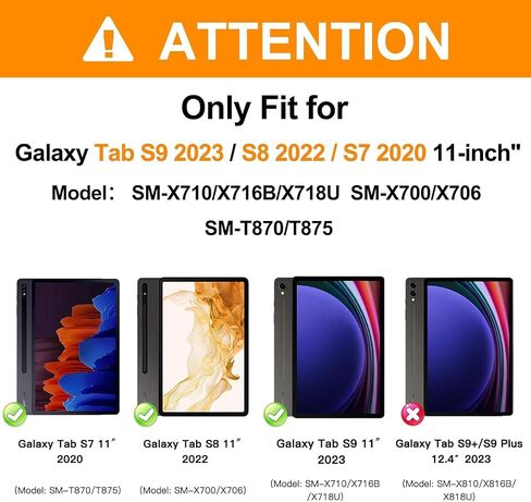 Keyboard Case for Galaxy Tab S9/S8/S7 11 Inch 2023/2022, Bluetooth Wireless Keyboard Cover for Samsung Tablet S9 FE with Pencil Holder SM-X700/X706/T870/T875/T878 SM-X710/716B Black in Saudi Arabia