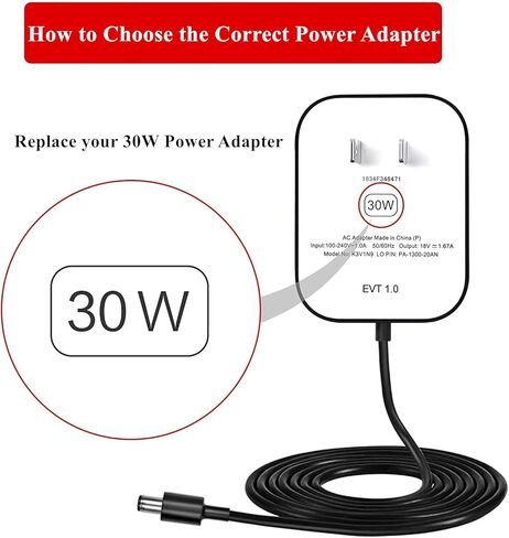 30W Power Adapter for Echo Show 15,Echo Show 10 (2nd-3rd Gen),Echo Show 8(2nd-3rd Gen),Echo (3th/4th Gen),Echo Plus (2nd Gen),5Ft AC Adapter Power Cord in Kuwait