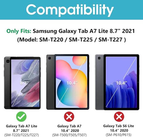 حافظة لوحة المفاتيح ProCase لجهاز Galaxy Tab A7 Lite 8.7 بوصة 2021 (SM-T220 T225 T227)، حافظة غطاء لوحة مفاتيح لاسلكية قابلة للفصل لجهاز Samsung Galaxy Tab A7 Lite 8.7 بوصة - أسود in Saudi Arabia
