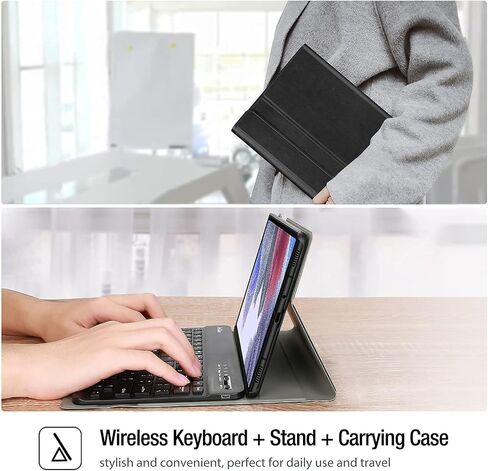 حافظة لوحة المفاتيح ProCase لجهاز Galaxy Tab A7 Lite 8.7 بوصة 2021 (SM-T220 T225 T227)، حافظة غطاء لوحة مفاتيح لاسلكية قابلة للفصل لجهاز Samsung Galaxy Tab A7 Lite 8.7 بوصة - أسود in Saudi Arabia