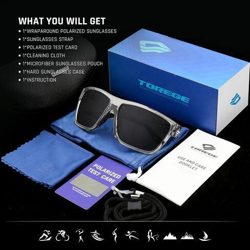 TOREGE Men's Women Sunglasses Polarized Sports UV Protection Wraparound Lightweight Sunglasses for Fishing Golfing NAUTILUS in Saudi Arabia