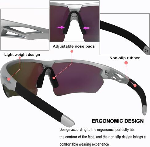 Polarized Sports Sunglasses Cycling Glasses With 5 Interchangeable Lenses Driving Shades For Men & Women in Kuwait