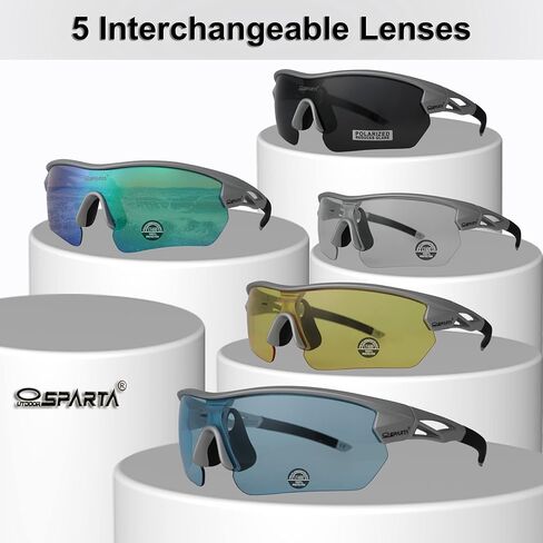Polarized Sports Sunglasses Cycling Glasses With 5 Interchangeable Lenses Driving Shades For Men & Women in Kuwait