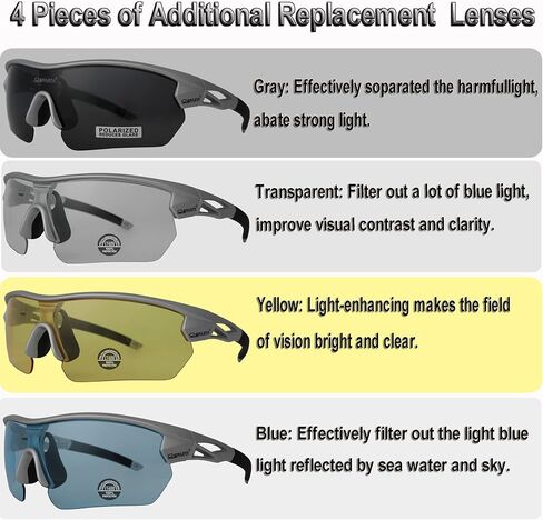 Polarized Sports Sunglasses Cycling Glasses With 5 Interchangeable Lenses Driving Shades For Men & Women in Kuwait