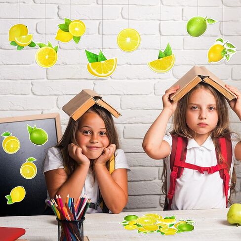 72 Pcs Lemon Cut Outs Mini Lemon Cutouts Summer Bulletin Board Decorations Lemon Cutouts Accents Paper Decorations DIY Fruit Cutouts with 80 Pcs Dot Point Glue for Classroom School Home Party in Saudi Arabia