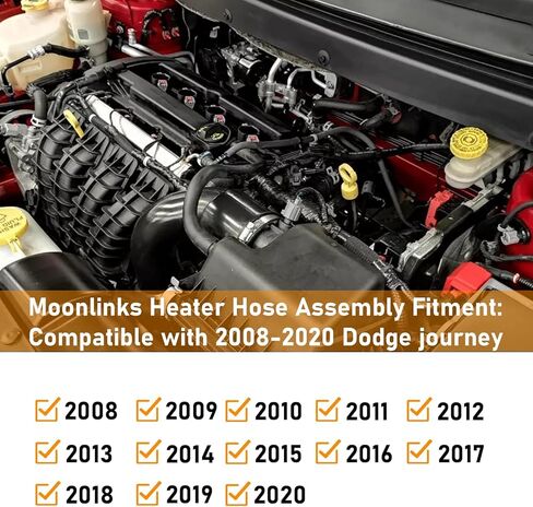 Moonlinks متوافقة مع مجموعة خرطوم سخان دودج جورني 2008-2020 مع إمداد TEE، مجموعة استبدال خرطوم السخان الأساسي للرحلة 2.4VVT، OE# 5058437AK 5058437AD 5058437AI in Kuwait