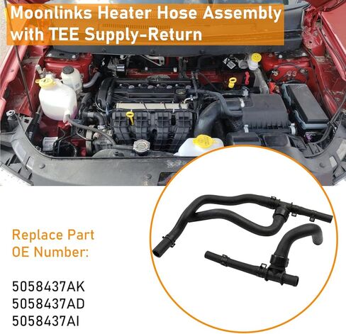 Moonlinks متوافقة مع مجموعة خرطوم سخان دودج جورني 2008-2020 مع إمداد TEE، مجموعة استبدال خرطوم السخان الأساسي للرحلة 2.4VVT، OE# 5058437AK 5058437AD 5058437AI in Kuwait