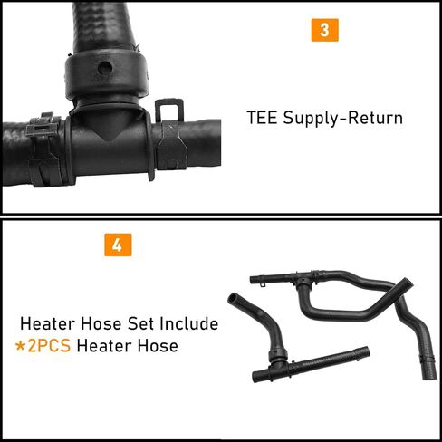 Moonlinks متوافقة مع مجموعة خرطوم سخان دودج جورني 2008-2020 مع إمداد TEE، مجموعة استبدال خرطوم السخان الأساسي للرحلة 2.4VVT، OE# 5058437AK 5058437AD 5058437AI in Kuwait