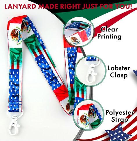 USA Mexico Flag Lanyard Keychain - ID Lanyard for Keys Badge Fob in Saudi Arabia