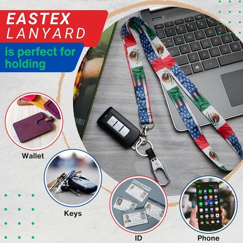 USA Mexico Flag Lanyard Keychain - ID Lanyard for Keys Badge Fob in Saudi Arabia