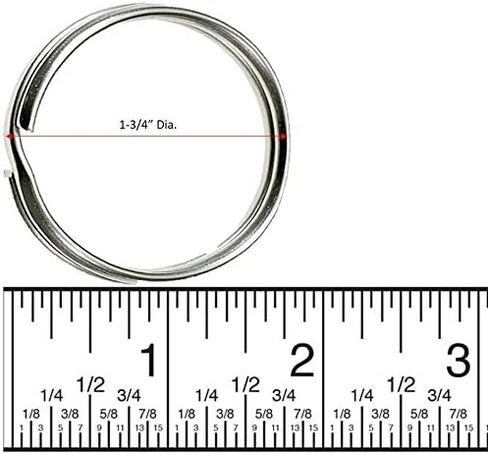 Lucky Line 1-1/2" Split Key Ring, Nickel-Plated Tempered Steel, Heavy Duty Metal Key Chain Ring for Cars, Crafts, Lanyards, Box of 50 (76800) in Saudi Arabia