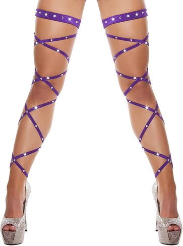 Women Rave Festival Sexy Shiny Rhinestone Leg Wraps for Raves, Dance, Music Concert, Club Wear in Saudi Arabia