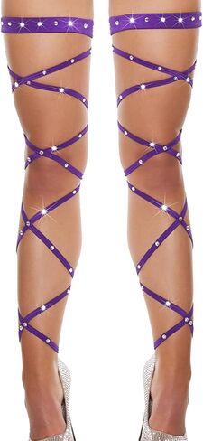 Women Rave Festival Sexy Shiny Rhinestone Leg Wraps for Raves, Dance, Music Concert, Club Wear in Saudi Arabia