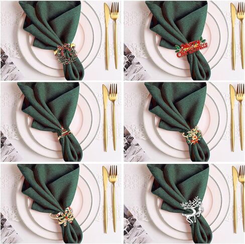 Christmas Napkin Rings Set of 6, Christmas Tree elk Christmas Style for Christmas Party Dinning Table Setting for Holiday Dinner Setting and Christmas Party Table Decorations in Saudi Arabia