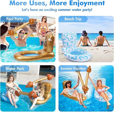 HeySplash 4 Pcs Set Inflatable Floating Row Toys, Summer Party Water Sports Pool Games for Adult Children, Lake Toys for Teens, Float Lounger Toys in Kuwait