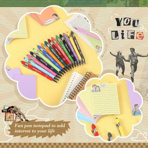 32 Pack Funny Notepads Funny Pens Sticky Notepads with Snarky Office Pens Bulk to Do List Sticky Notepads Funny Office Supplies for Coworker Teacher Student Nurse Women (Funny) in Kuwait