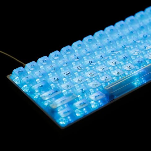 YMDK 131 Crystal PC Backlit Keycaps UV Print MDA Profile Shine من خلال مشابه لملف تعريف OEM للوحة المفاتيح الميكانيكية MX 104 96 87 84 68 64 61 in Saudi Arabia