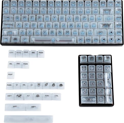 YMDK 131 Crystal PC Backlit Keycaps UV Print MDA Profile Shine من خلال مشابه لملف تعريف OEM للوحة المفاتيح الميكانيكية MX 104 96 87 84 68 64 61 in Saudi Arabia