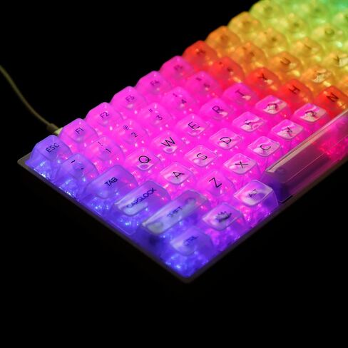 YMDK 131 Crystal PC Backlit Keycaps UV Print MDA Profile Shine من خلال مشابه لملف تعريف OEM للوحة المفاتيح الميكانيكية MX 104 96 87 84 68 64 61 in Saudi Arabia