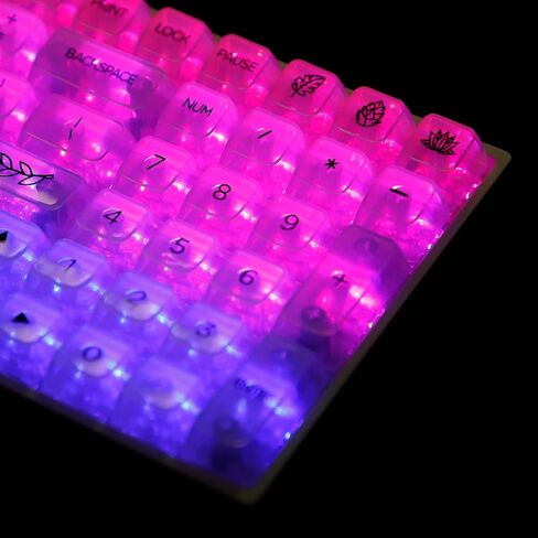YMDK 131 Crystal PC Backlit Keycaps UV Print MDA Profile Shine من خلال مشابه لملف تعريف OEM للوحة المفاتيح الميكانيكية MX 104 96 87 84 68 64 61 in Saudi Arabia