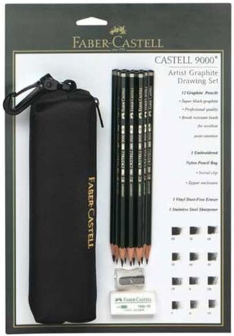 Faber-Castell 9000 Artist Graphite Drawing Set with Bag Set of 12 in Saudi Arabia