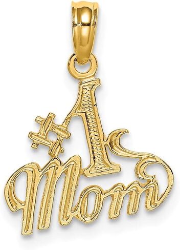 سحر قلادة من الذهب الأصفر عيار 14 قيراط رقم واحد # 1 MOM - 15 مم × 13 مم in Saudi Arabia