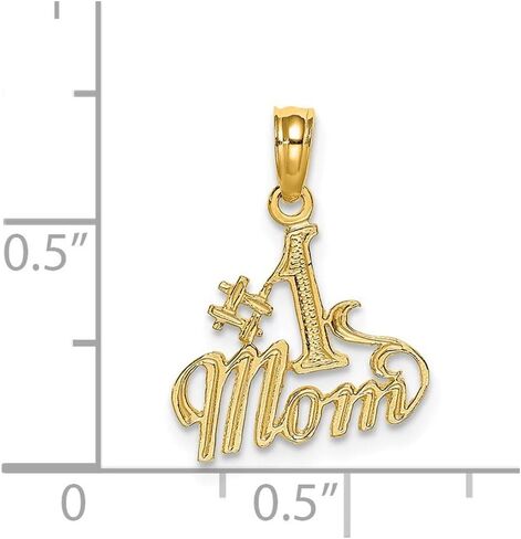 سحر قلادة من الذهب الأصفر عيار 14 قيراط رقم واحد # 1 MOM - 15 مم × 13 مم in Saudi Arabia