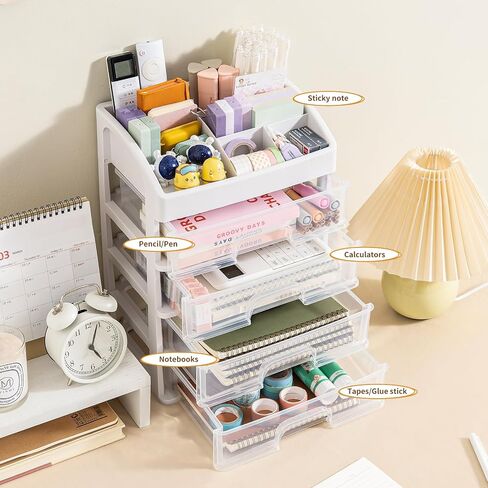 Desktop Organizer with Drawers, 3 Drawer Desk Organizer, White Storage Organizer with Drawers, Storage Drawers for Desk, Desk Top Storage, Plastic Desk Organizer for Office, Bathroom, Makeup, Craft in Saudi Arabia
