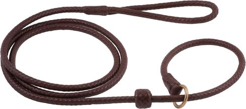 Alvalley Braided Leather Dog Leashes with Stopper - Pet Slip Leads for Dogs - Soft Gentle Leash - Adjustable for Small, Medium, Large & Extra Large Dogs (Black, 4ft Long, 3/16in Thick) in Saudi Arabia