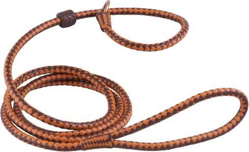 Alvalley Braided Leather Dog Leashes with Stopper - Pet Slip Leads for Dogs - Soft Gentle Leash - Adjustable for Small, Medium, Large & Extra Large Dogs (Black, 4ft Long, 3/16in Thick) in Saudi Arabia