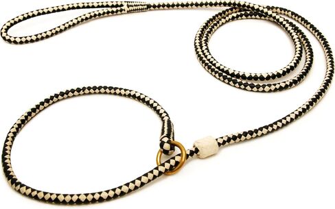 Alvalley Braided Leather Dog Leashes with Stopper - Pet Slip Leads for Dogs - Soft Gentle Leash - Adjustable for Small, Medium, Large & Extra Large Dogs (Black, 4ft Long, 3/16in Thick) in Saudi Arabia