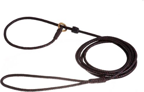 Alvalley Braided Leather Dog Leashes with Stopper - Pet Slip Leads for Dogs - Soft Gentle Leash - Adjustable for Small, Medium, Large & Extra Large Dogs (Black, 4ft Long, 3/16in Thick) in Saudi Arabia