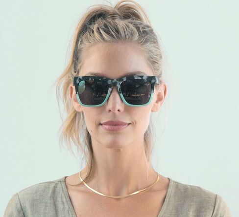 Peepers by PeeperSpecs Women's Cape May Reading, Bifocal and Polarized Sunglasses Soft Square, Black Marble/Mint, 2.00 + 2 in Saudi Arabia