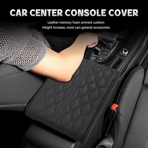 Car Center Console Cover, 12.6" x 8.5" Memory Foam Armrest Cushion Protection Pad, Waterproof Leather Auto Center Middle Console Cover Mat, Universal Car Accessory for Most Car in Saudi Arabia