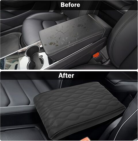 Car Center Console Cover, 12.6" x 8.5" Memory Foam Armrest Cushion Protection Pad, Waterproof Leather Auto Center Middle Console Cover Mat, Universal Car Accessory for Most Car in Saudi Arabia