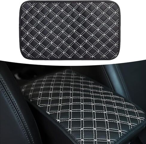 ZKFAR 1 PC Waterproof Car Armrest Seat Box Cover Protector, Interior Car Accessories, Center Console Armrest Pad, 12.59x7.48In PU Leather Auto Center Console Cover Fit for Most Vehicle (Black&Blue) in Saudi Arabia