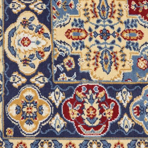 Nourison Grafix تقليدي متعدد الألوان 5'3" × منطقة مستديرة - سجادة، سهلة التنظيف، لا تساقط، غرفة النوم، غرفة المعيشة، غرفة الطعام، المطبخ (5 دائري) in Saudi Arabia
