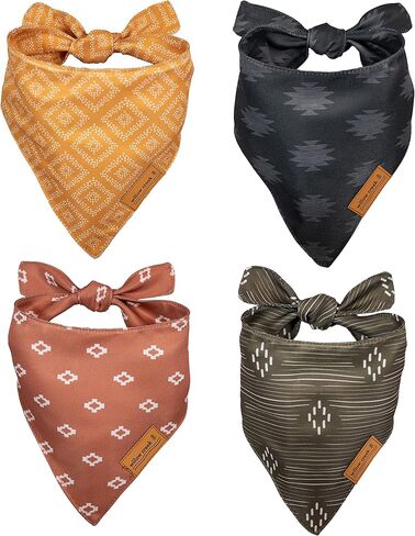 وشاح باندانا لملابس الحيوانات الأليفة من ويلو كريك للكلاب والجراء | الغربية 4 حزمة | نسيج متين مزدوج الطبقات |لطيف وحديث| جميع السلالات | ولد وفتاة | قابل للتعديل صغير وكبير وكبير جدًا (كبير جدًا) in Kuwait