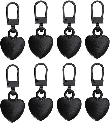 eMagTech 20Pcs Heart Shaped Removable Zipper Detachable Zipper Pullers DIY Sewing Zippers Repair Kits for DIY Clothing Making Accessories Black in Saudi Arabia